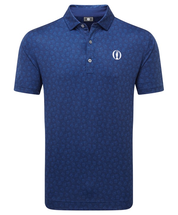 Limited Edition - FootJoy Mens Postage Stamp Print Lisle Polo Shirt - The 152nd Open Collection