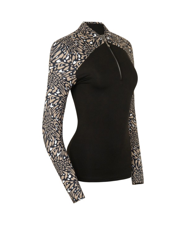 Pure Golf Ladies Maple Long Sleeve Zip Top - Wild Truffle