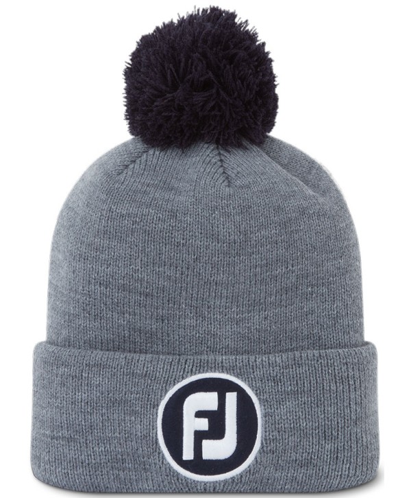 FootJoy Mens Solid Pom Pom Beanie Hat