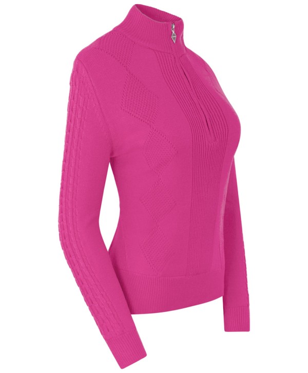 Pure Golf Ladies Sorrell Cable Knit Lined Quarter Zip Jumper