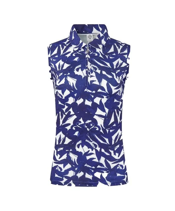 Pure Golf Ladies Amity Sleeveless Polo Shirt - Wild Peony Navy