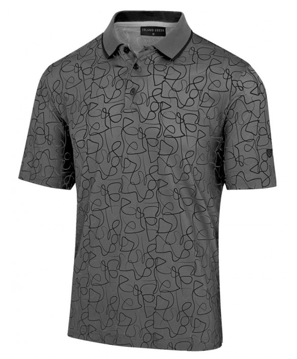 Island Green Mens Rib Collar Print Polo Shirt