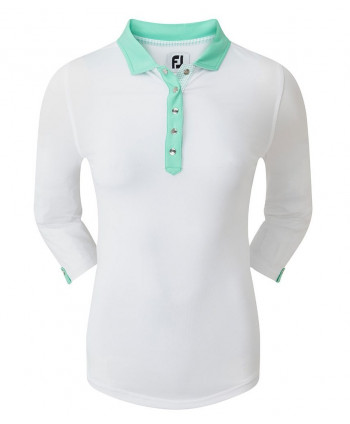 FootJoy Ladies Baby Pique 3/4 Sleeve Contrast Trim Polo Shirt